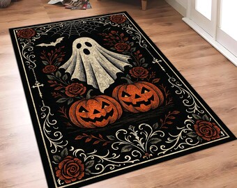 Halloween Kitchen Mat Set Of 2,Boo Ghost Happy