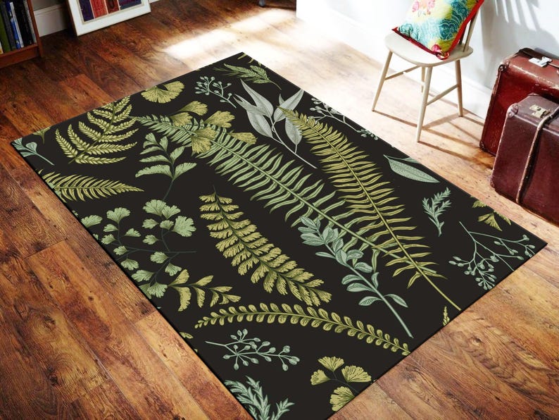 Leaf Rug,Garden Rug,Nature Rug,Jungle Rug,Nature Theme Rug,Leaf Pattern Rug,Garden Theme Rug,Popular Rug,Area Rug,Custom Rug,İconic Rug image 1