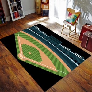 Baseball Play Mat, Baseball Court Rug, Baseball Rug, Team Baseball Gifts, Boys Kids Bedroom Rugs, Non-Slip Floor Mat, Baseball Lover Gift