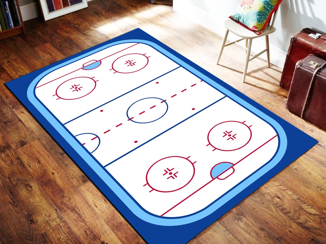 Hockey Rink Rug – Ice Rink Themed Playroom Carpet for Kids and Sports ...