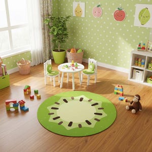 Kiwi Rug,Fruit Rug,Kiwi Round Rug,Kiwi Circle Rug,Circle Rug,Round Rug,Popular Rug, Salon Rug, Decoration, Custom Rug,Space Rug, Modern Rug,