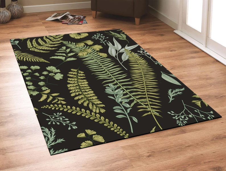 Leaf Rug,Garden Rug,Nature Rug,Jungle Rug,Nature Theme Rug,Leaf Pattern Rug,Garden Theme Rug,Popular Rug,Area Rug,Custom Rug,İconic Rug image 3