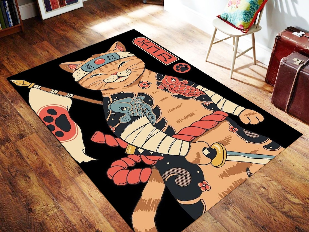 Yakuza Cat Rug,japanese Rug,yakuza Theme Rug,japan Rug,animal Pattern ...