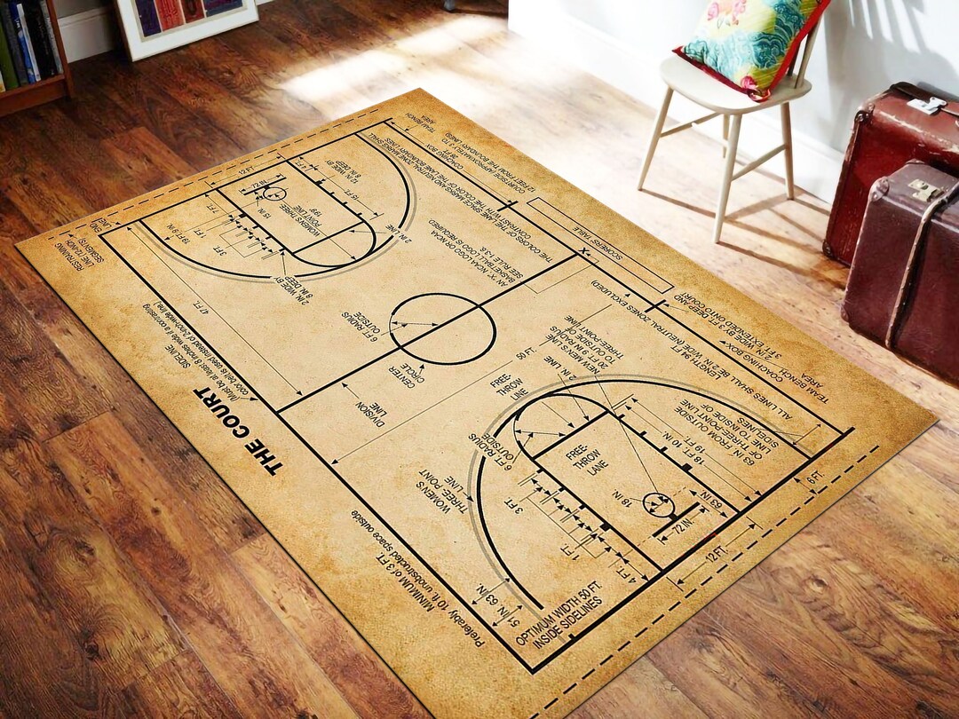 Basketball Pİtch Rug,basketball Rug,sport Rug,pitch Map Rug,sport Theme