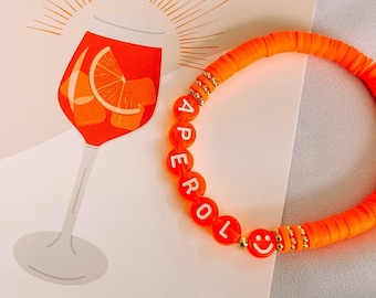 Armband Perlenarmband Aperol  Glasperlen Sommer Freundin Mädelsabend