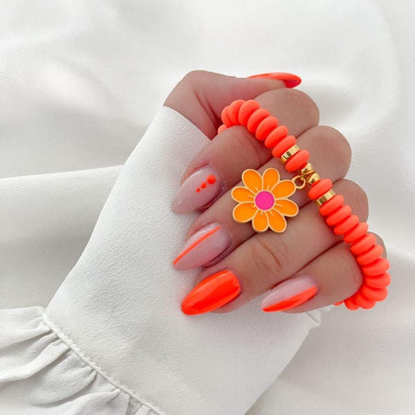 Armband Blume Bunt Neon Katsukiperlen Sommer Perlenarmband