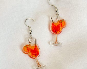 Acrylic, Aperol, earrings, earrings, Aperol Spritz carnival costume
