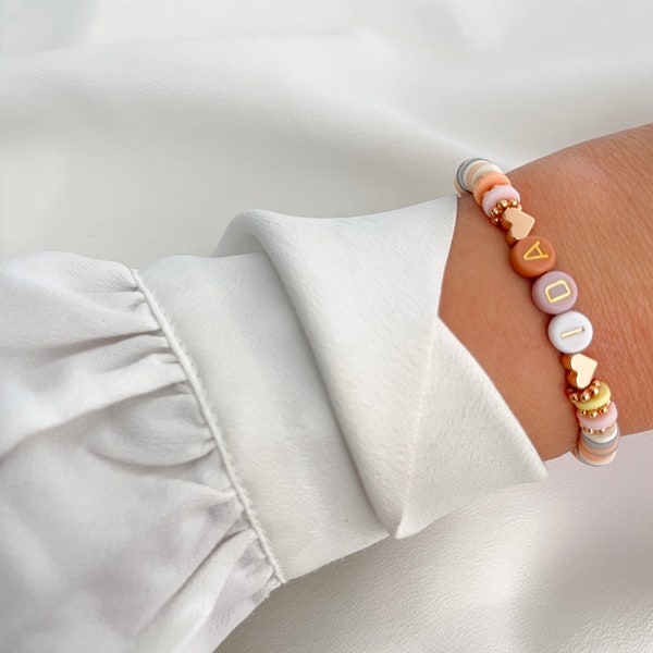 Namensarmband Perlenarmband Katsukiperlen Herz Roségold personalisiert