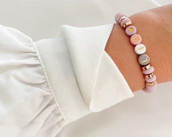 Namensarmband Perlenarmband Katsukiperlen Herz Roségold personalisiert