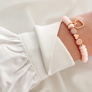 Initial Bracelet Katsuki Beads Rose Gold Heart