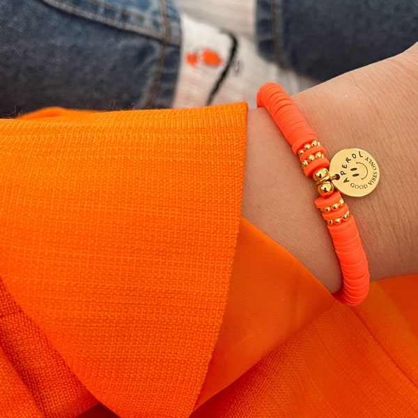 Armband Perlenarmband Aperol  Glasperlen Sommer Freundin Mädelsabend