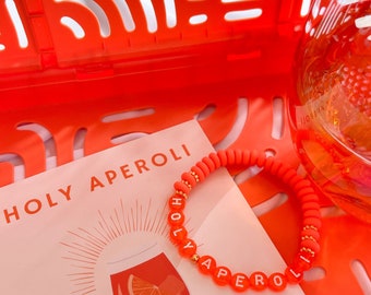 Armband parelarmband Aperol Heilige Aperoli glaskralen zomer vriendin meisjesavond