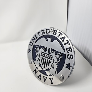Navy Hitch Cover: Powder Coated Steel Shelf Decor