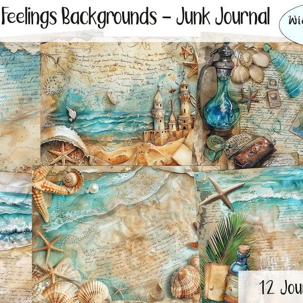 Summer Feelings - Junk Journal Backgrounds, Collage Sheet, Scrapbook Page, Journal Page, Printable Paper, Digital Download