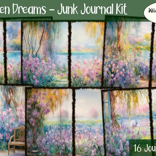 Garden Dreams - Junk Journal Kit, Collage Sheet, Scrapbook Page, Fantasy Kit, Journal Page, Junk Journal,