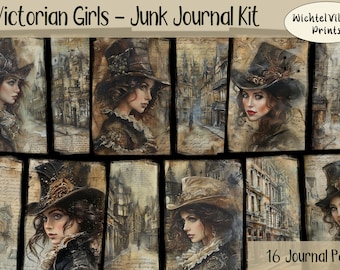 Victorian Girls - Junk Journal Kit, Collage Sheet, Fantasy Kit, Journal Page, Printable Paper, Junk Journal, Digital Download
