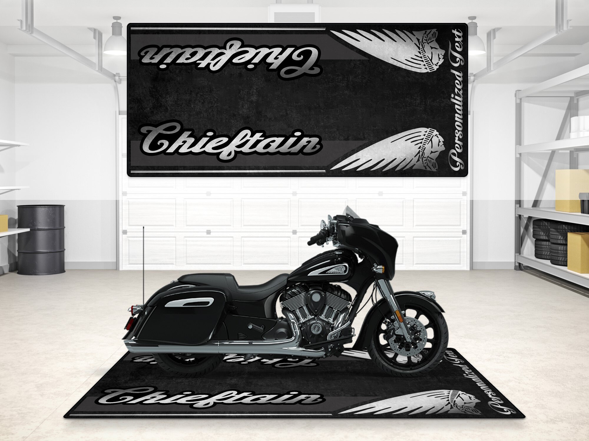 For Indian Chieftain Cruiser Motorcycle Pit Mat Personalized Display