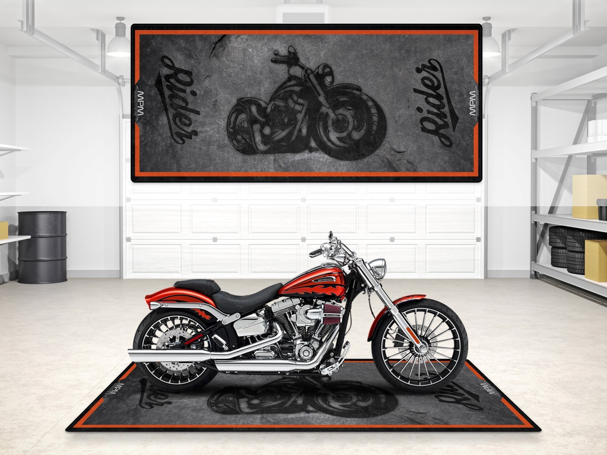Harley Davidson, Harley Davidson Teppich, Motorrad-Teppich, Garagenteppich,  Heimdekor-Teppich, Legenden-Teppich, AE59.1 (58,4 x 88,9 cm) = 60 x 90 cm