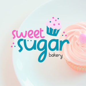 Editable Colorful Bakery Logo Canva Template - DIY Cupcake Logo Design - Premade Dessert Logo Branding Kit - Sweet Boutique Logo