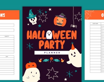 Editable Halloween Party Planner, Canva Template (Digital Download)