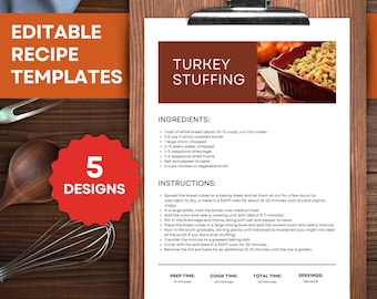 Redigerbar receptkortsmall | 5 Canva-designer (utskrivbara)