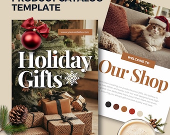 Editable Holiday Gift Guide, Christmas Product Catalog, Canva Template (Digital Download)