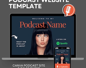 Plantilla de sitio web de podcast de Canva: diseños personalizables para blogueros