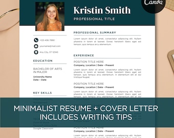 Professional Resume Template, Modern CV and Cover Letter for Canva (Digital Download)