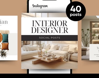 Instagram-berichten interieurontwerp | 40 canva-sjablonen (digitale download)