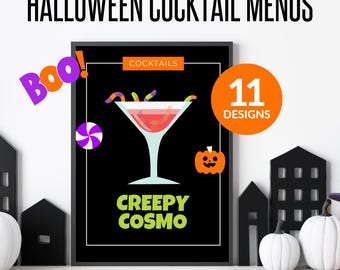 Halloween Cocktail Menu, Spooky Party Bar Sign (Digital Download)