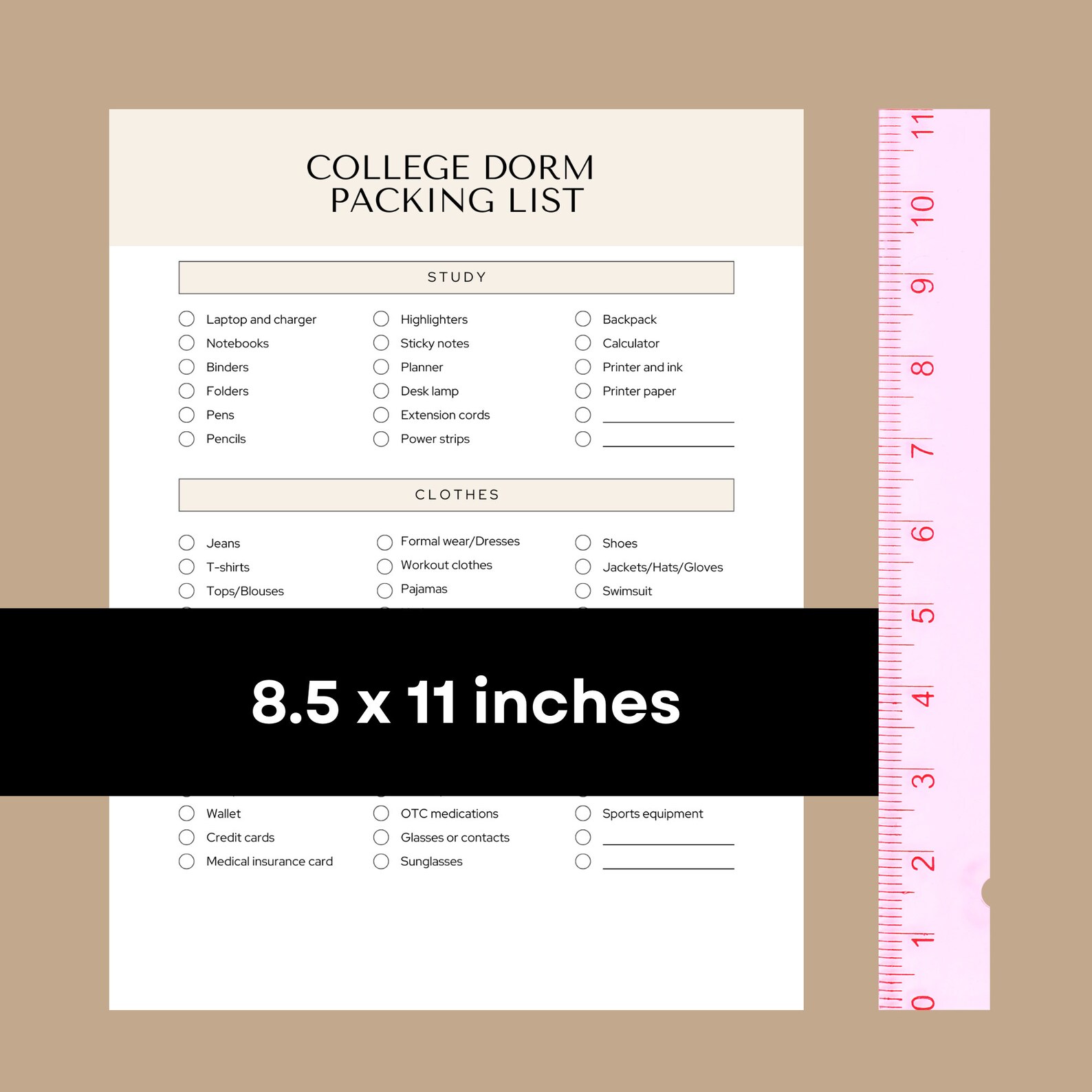 College Dorm Packing Checklist, Move-in Essentials (printable PDF) - Etsy