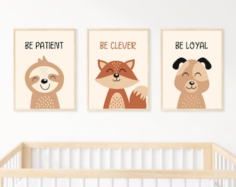 Baby Animal Nursery Print | Cute Kids Room Wall Art (Digital Download)