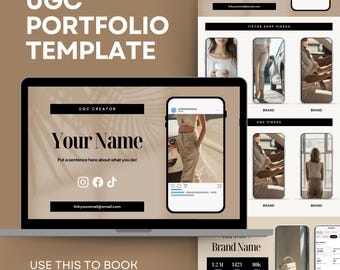 Plantilla minimalista de portafolio para creadores de contenido generado por usuarios (CGU), kit de medios para sitios web (Canva)