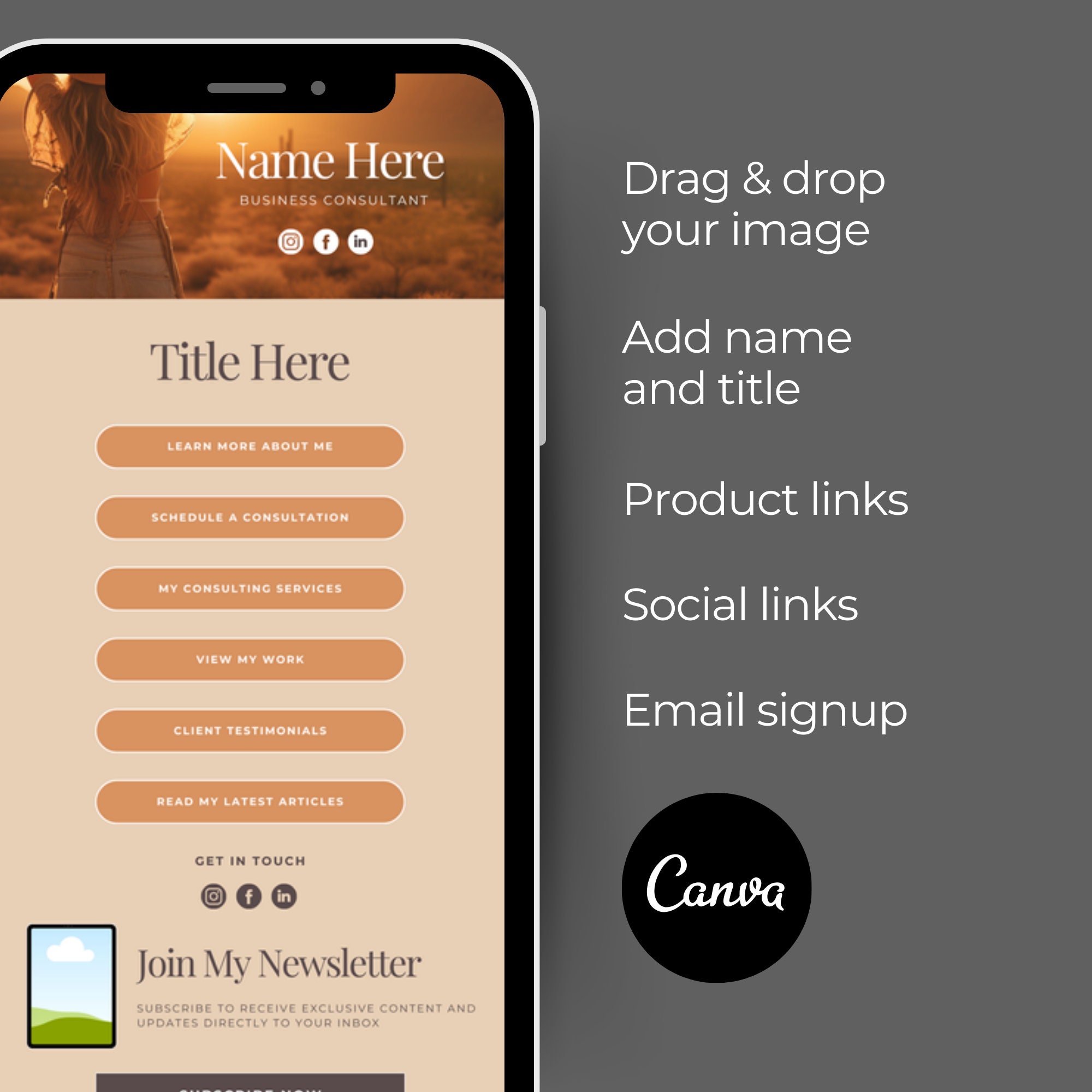 Editable Link in Bio Template, Canva Website, Small Business (digital ...