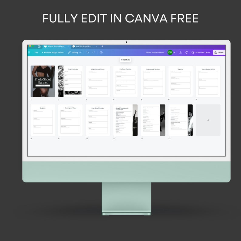 Photo Shoot Planner, Editable Photoshoot Planner, Printable Photo Shoot Planner, Canva Photo ...