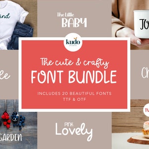 Cute & Crafty Font Bundle - Fonts for Crafters, Cricut Fonts, Script Fonts, Baby Fonts, Handwritten Fonts, Fonts for Cricut