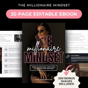 Ebook sulla mentalità da milionario, e-book FATTO PER TE, mentalità, ricchezza, credenze limitanti, mentalità di crescita, lead magnet, modelli Canva per coach