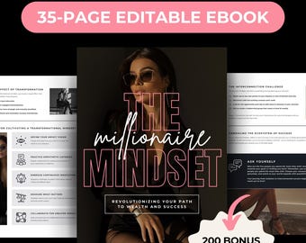 Millionaire Mindset Ebook, Editable Canva Template (Digital Download)