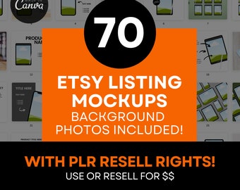 70 Etsy Listing Mockups, Product Photo Templates with PLR