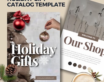 Editable Holiday Gift Guide Template, Christmas Product Catalog (Canva, Digital Download)