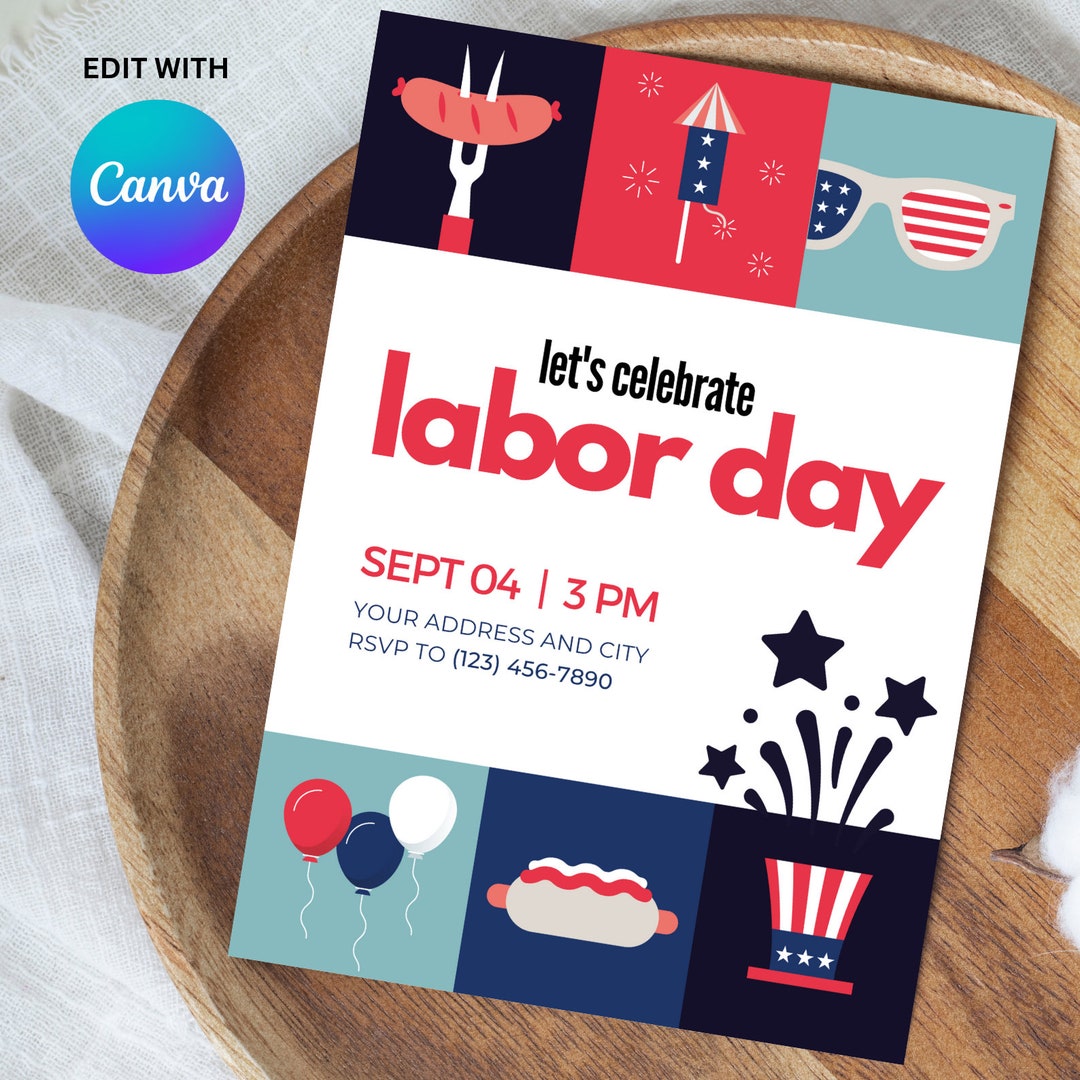 EDITABLE Labor Day Invitation Labor Day Invitation Etsy