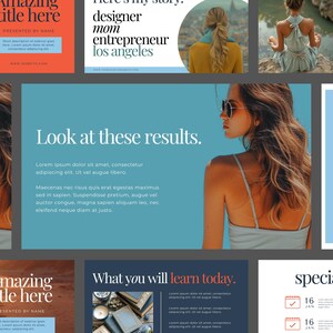 May include: A blue and white presentation slide with the text "Look at these results." and a quote about the benefits of using the product or service. The quote reads, "Lorem ipsum dolor sit amet, consectetur adipiscing elit. Ut vel augue libero. Maecenas nec risus quis erat egestas maximus sed in sapien. Suspendisse pretium, augue vel auctor congue, magna sapien aliquam leo, nec eleifend neque diam at justo."