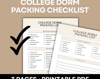 College Dorm Packing Checklist, Move-In Essentials (Printable PDF)