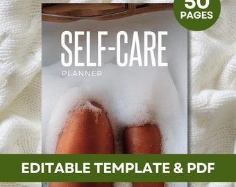 Self-Care Planner | Wellness Journal, Editable Canva Template (Digital Download)