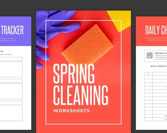 Planificador de limpieza de primavera: lista de verificación imprimible, plantilla editable de Canva (descarga en PDF)