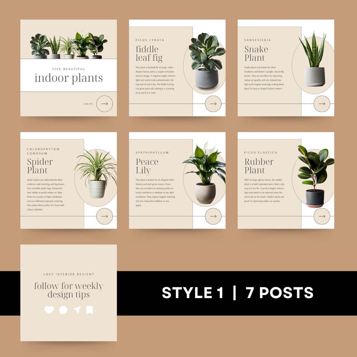 Interior Design Instagram Carousel Posts | Editable Canva Templates ...