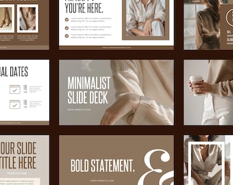 Minimalist Presentation Template, Editable Canva Slides (70-Slide)