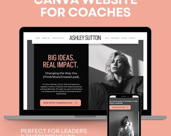 Canva-websitesjabloon voor coaches: bewerkbare bestemmingspagina (direct downloaden)