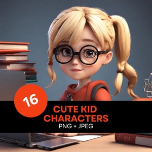 Cute Chibi Children Characters for Commercial Use, Children Png, Kid Clipart, Kawaii Kids, School Clipart, School Characters, Cute Kids
