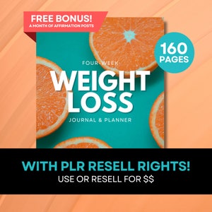 Gewichtsverlust Journal mit PLR Wiederverkaufsrechten, Gewichtsverlust Tracker, Affirmationskarten, Gewichtsverlust Planer, Weight Loss Tracker PLR